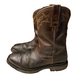 ARIAT WorkHog Work Boots Mens 12D Brown Pull-On Leather Waterproof ASTM EH